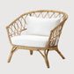 Rattan Accent Chair Fabric Upholstered with Cushion Chair